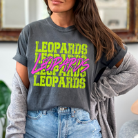 Leopards Stacked Cutout Bright Yellow & Pink Digital Design, PNG