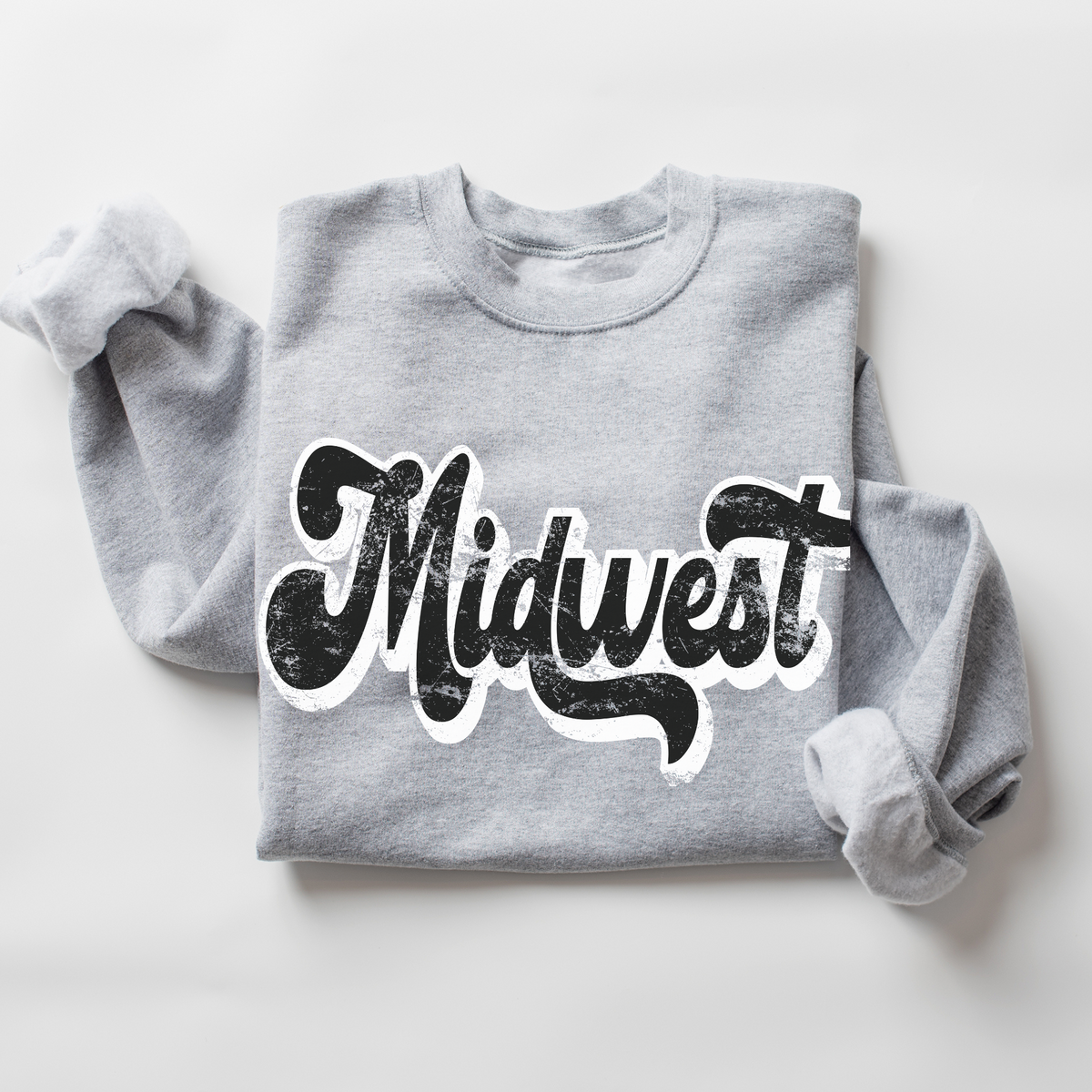 Midwest Vintage Black & White Retro Shadow Distressed Digital Download, PNG