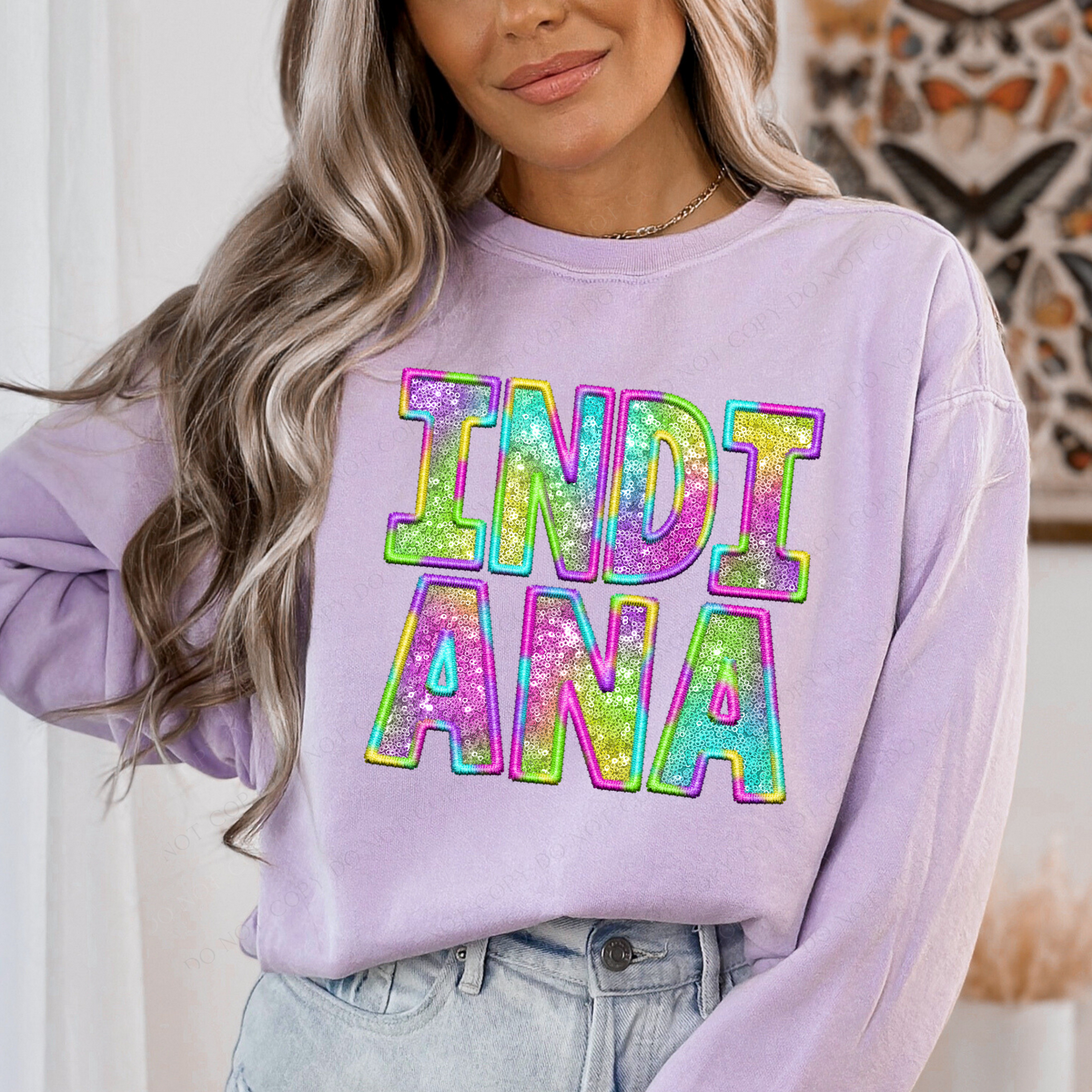 Indiana Faux Embroidery & Sequin in Colorful Fun Tie Dye Digital Download, PNG