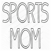 Sports Mom Simple Outline in Black Digital Design, PNG