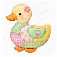 Duck Spring Tones Quilted Faux Patch Digital Design, PNG