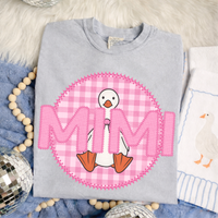 Mimi Goose Faux Embroidery Stitch Gingham Texture Circle Pink Digital Design, PNG