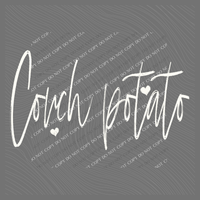 Couch Potato Sketched Script Hearts in Off-white Digital Design, PNG