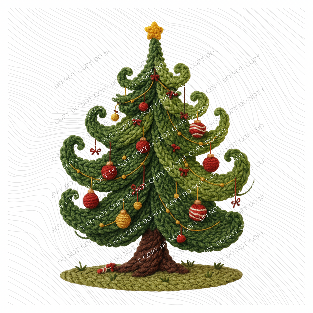 Christmas Tree Knitted Digital Download, PNG