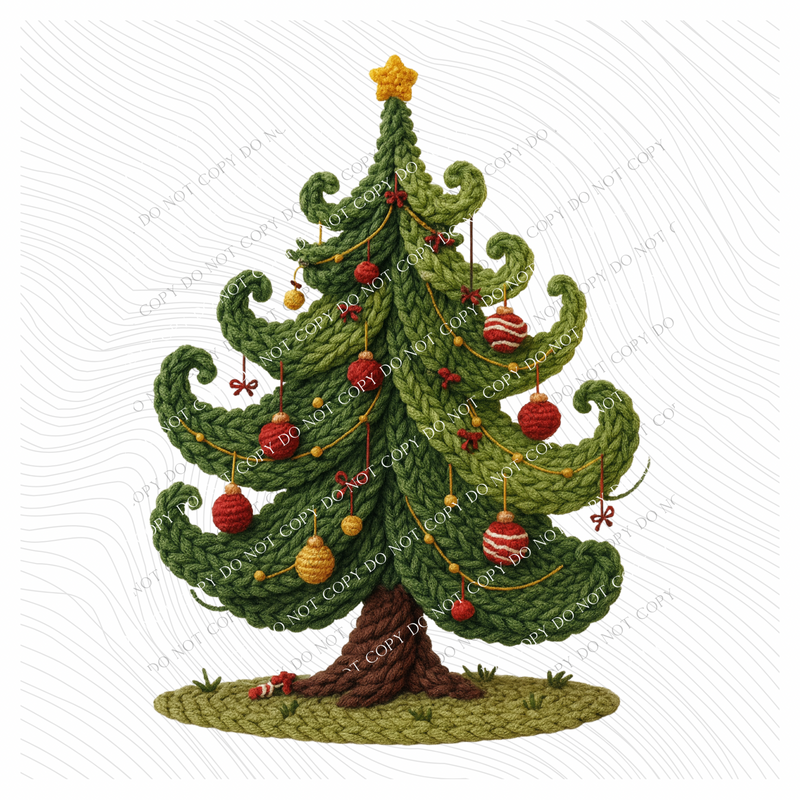 Christmas Tree Knitted Digital Download, PNG