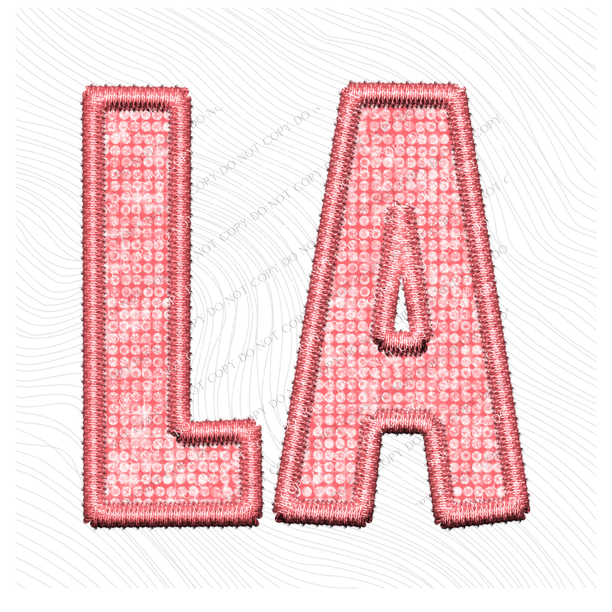 LA Louisiana Faux Embroidery Diamonds Bling in Sunset Coral Digital Design, PNG