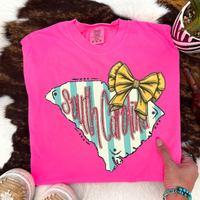 South Carolina Glitter Bow & Stripes Coquette Digital Design, PNG