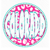 Colorado Groovy Leopard Shadow & Non Shadow (both included) Cutout in Pink & Teal Digital Design, PNG