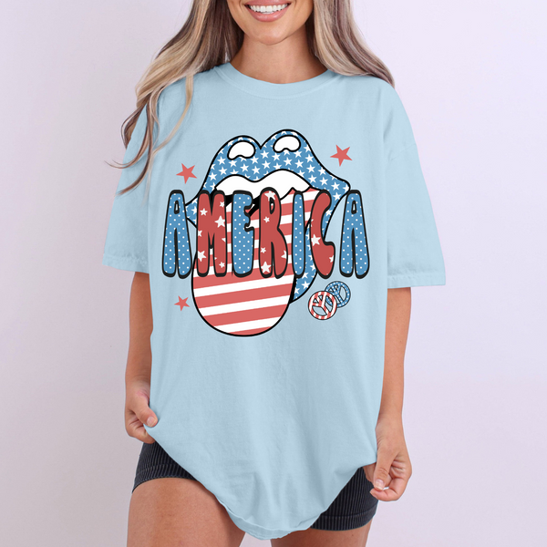 America Patriotic Lips & Tongue Digital Design, PNG