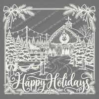 Happy Holidays Tree Farm Silhouette Digital Design, PNG