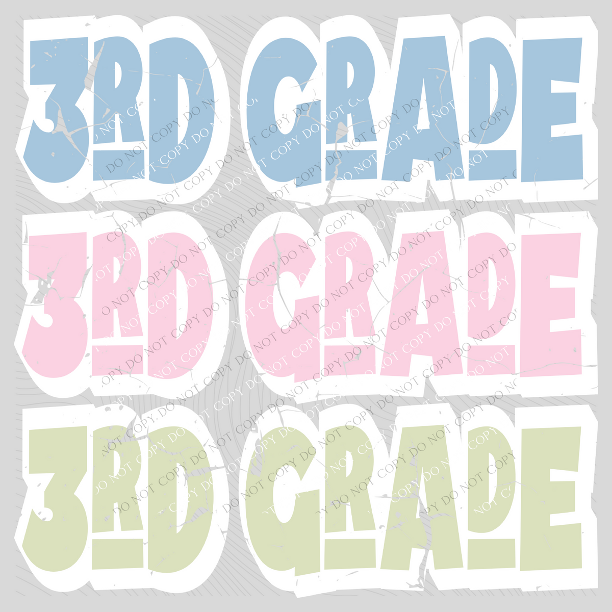 3rd Grade Shadow Layer Bubble Stacked Distressed Blue Pink Green Digital Design, PNG