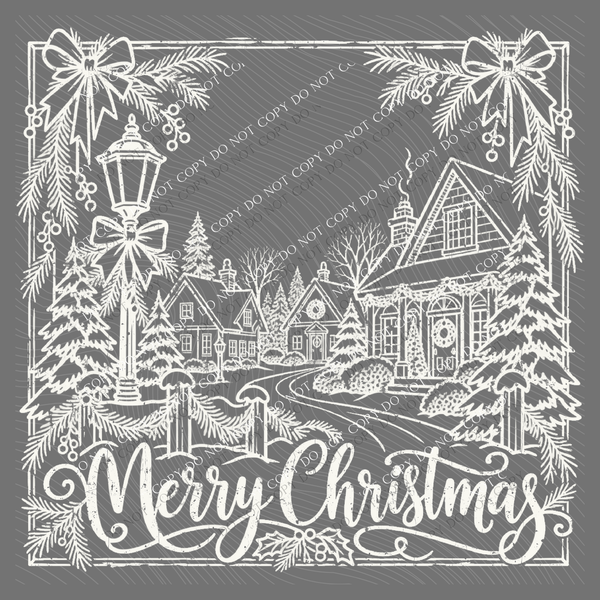Merry Christmas Village Silhouette Digital Design, PNG