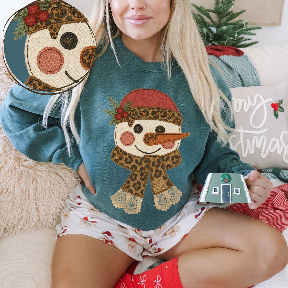 Snowman Leopard & Lace Digital Design, PNG