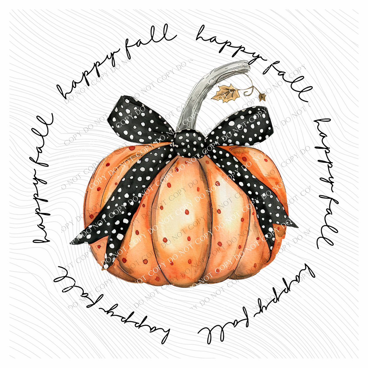 Happy Fall Polka Dot Bow Pumpkin Circle Digital Design, PNG