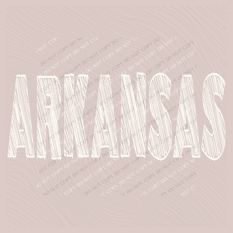 Arkansas Scribble in Cream White Digital Design, PNG