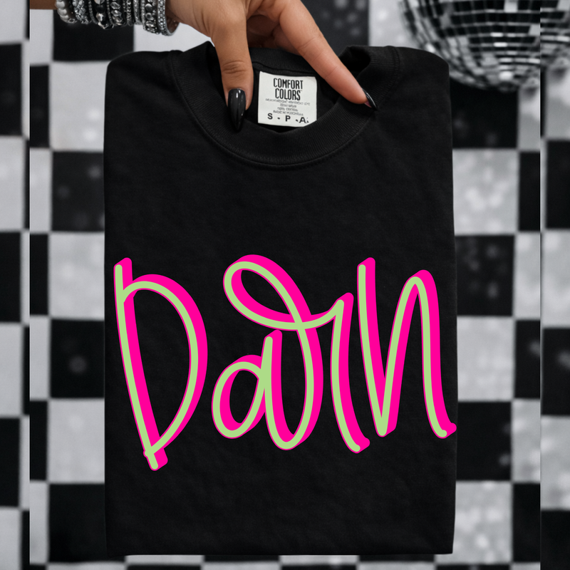 Darn 3D Sassy Script Bright Pink & Green Digital Design, PNG