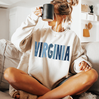 Virginia Denim Patch Stitched Digital Design, PNG