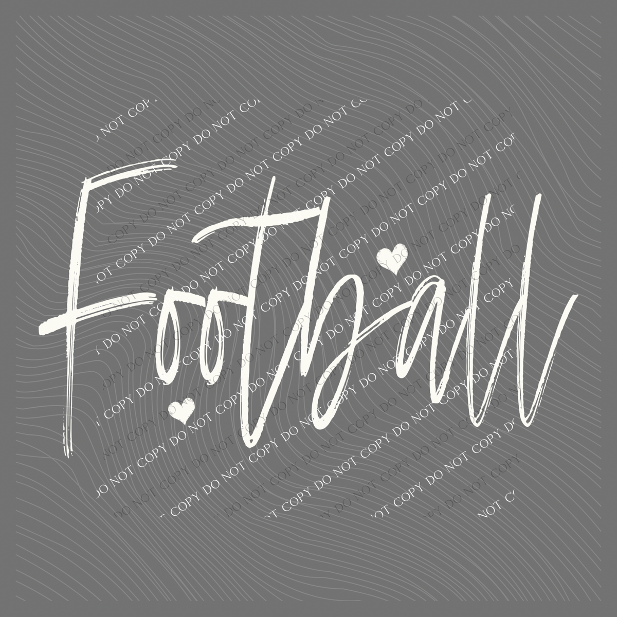 Football Sketched Script Hearts in Off-white Digital Design, PNG