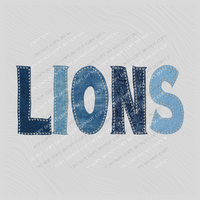 Lions Denim Patch Stitched Digital Design, PNG