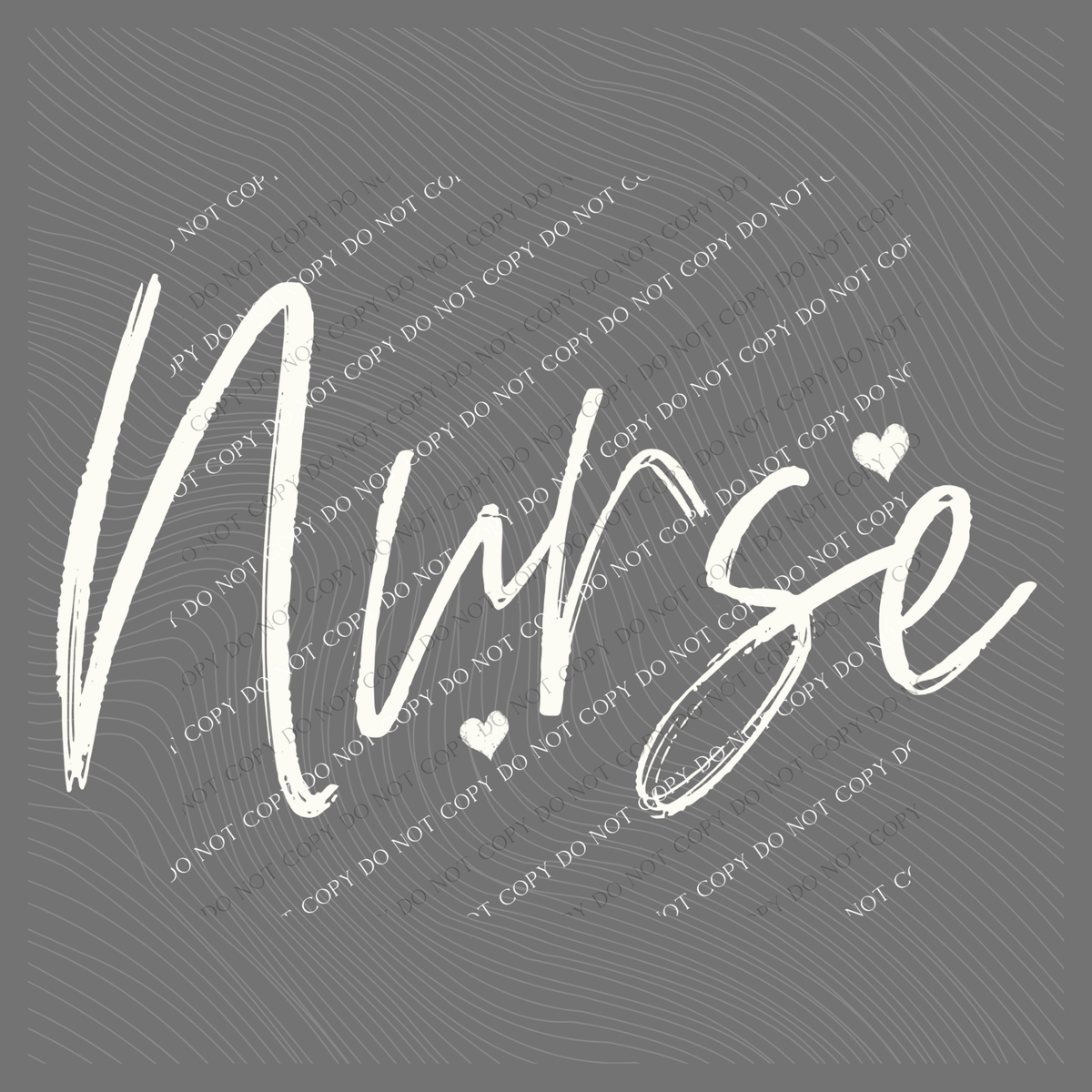 Nurse Sketched Script Hearts in Off-white Digital Design, PNG