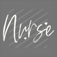 Nurse Sketched Script Hearts in Off-white Digital Design, PNG