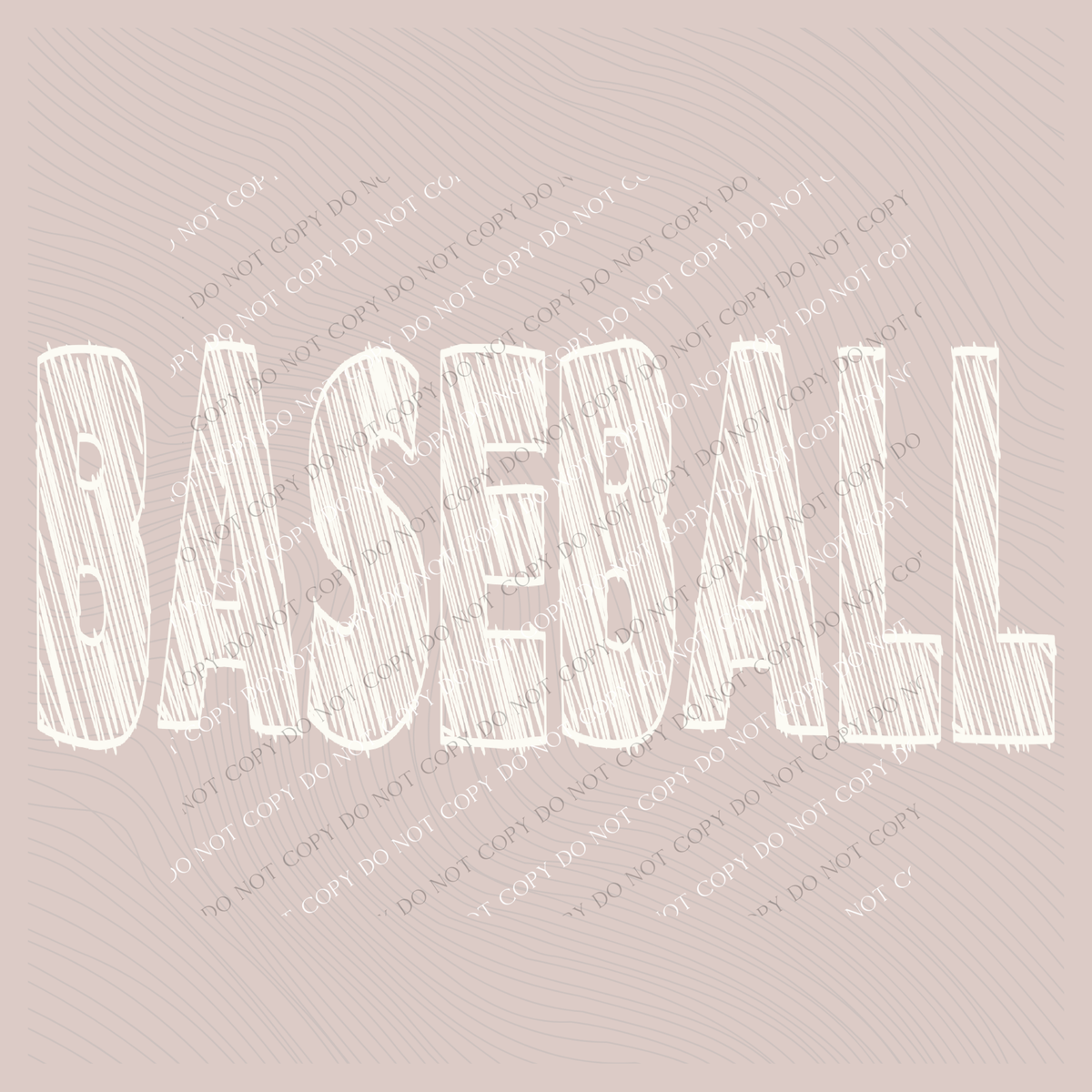 Baseball Scribble in Cream White Digital Design, PNG