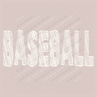 Baseball Scribble in Cream White Digital Design, PNG