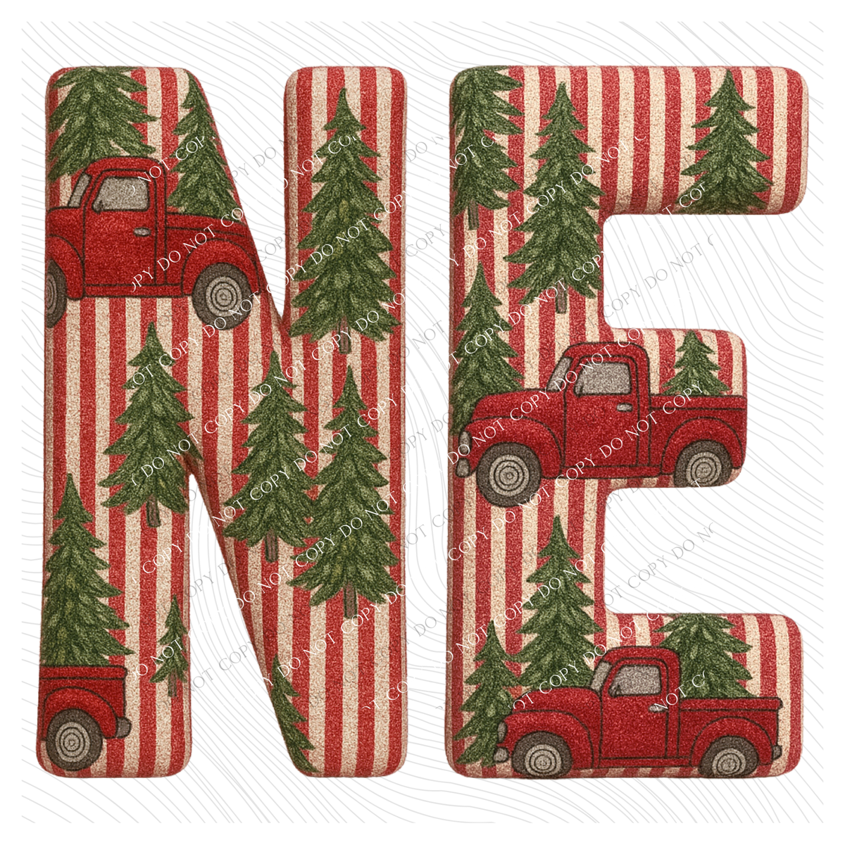 NE Nebraska Striped Christmas Red Truck 3D Texture Fabric Style Digital Download, PNG
