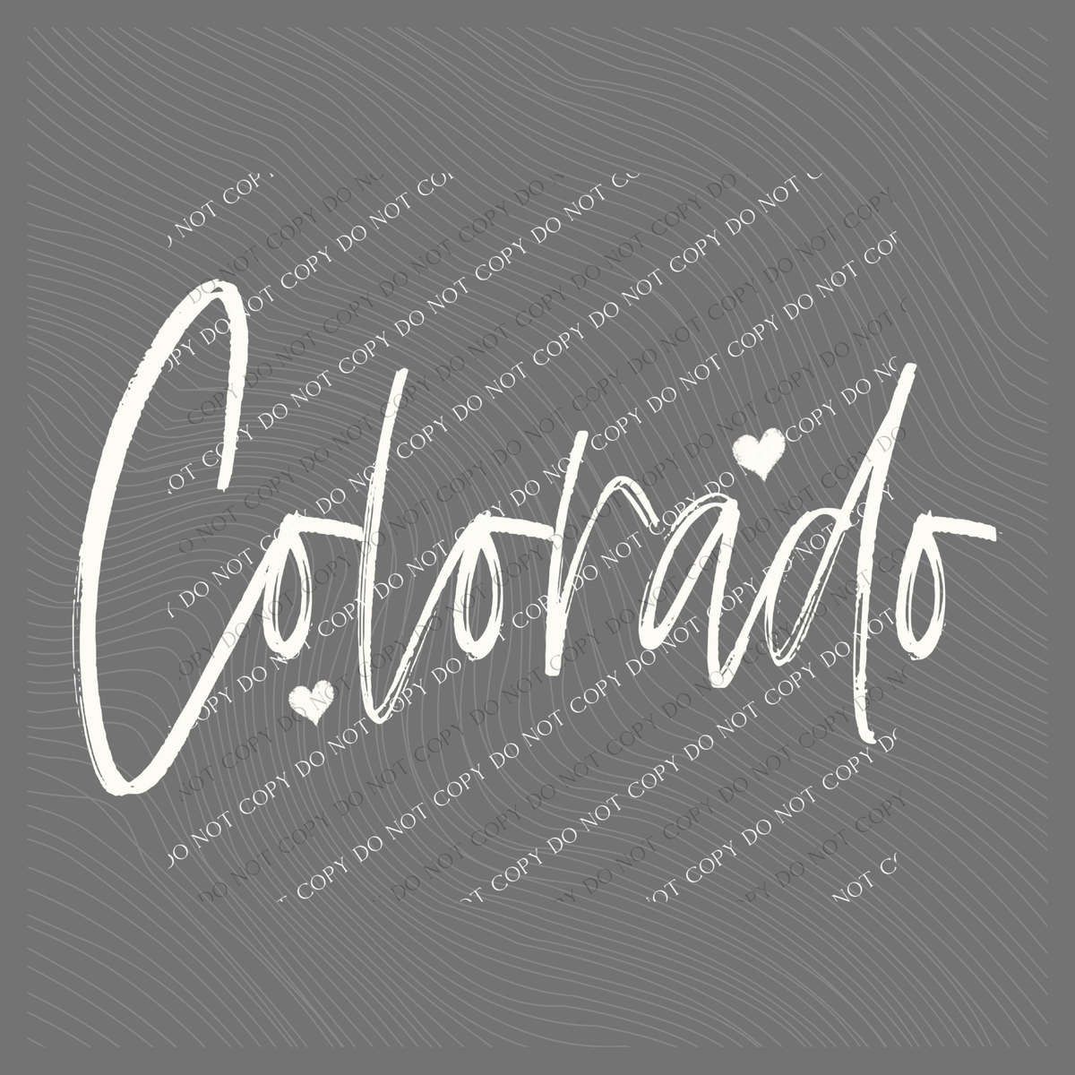 Colorado Sketched Script Hearts in Off-white Digital Design, PNG