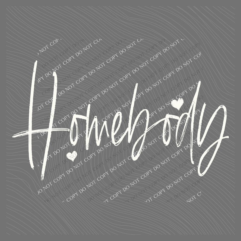 Homebody Sketched Script Hearts in Off-white Digital Design, PNG