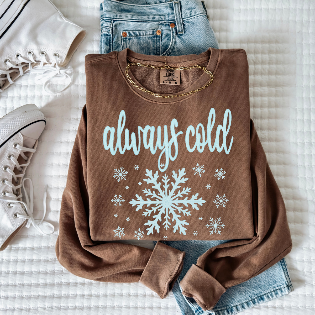 Always Cold Blue Glitter & Snowflakes Digital Download, PNG