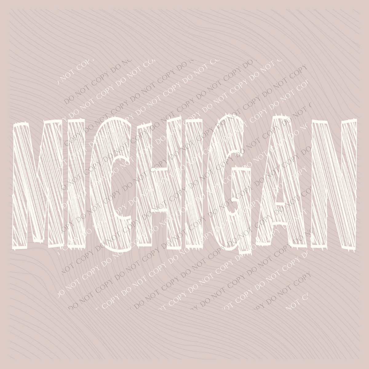 Michigan Scribble in Cream White Digital Design, PNG