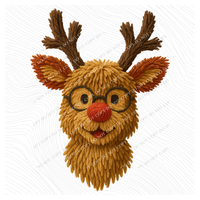 Cute Rudolph Reindeer in 3D Yarn Style Digital Download, PNG