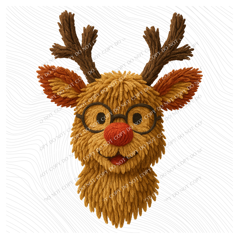 Cute Rudolph Reindeer in 3D Yarn Style Digital Download, PNG