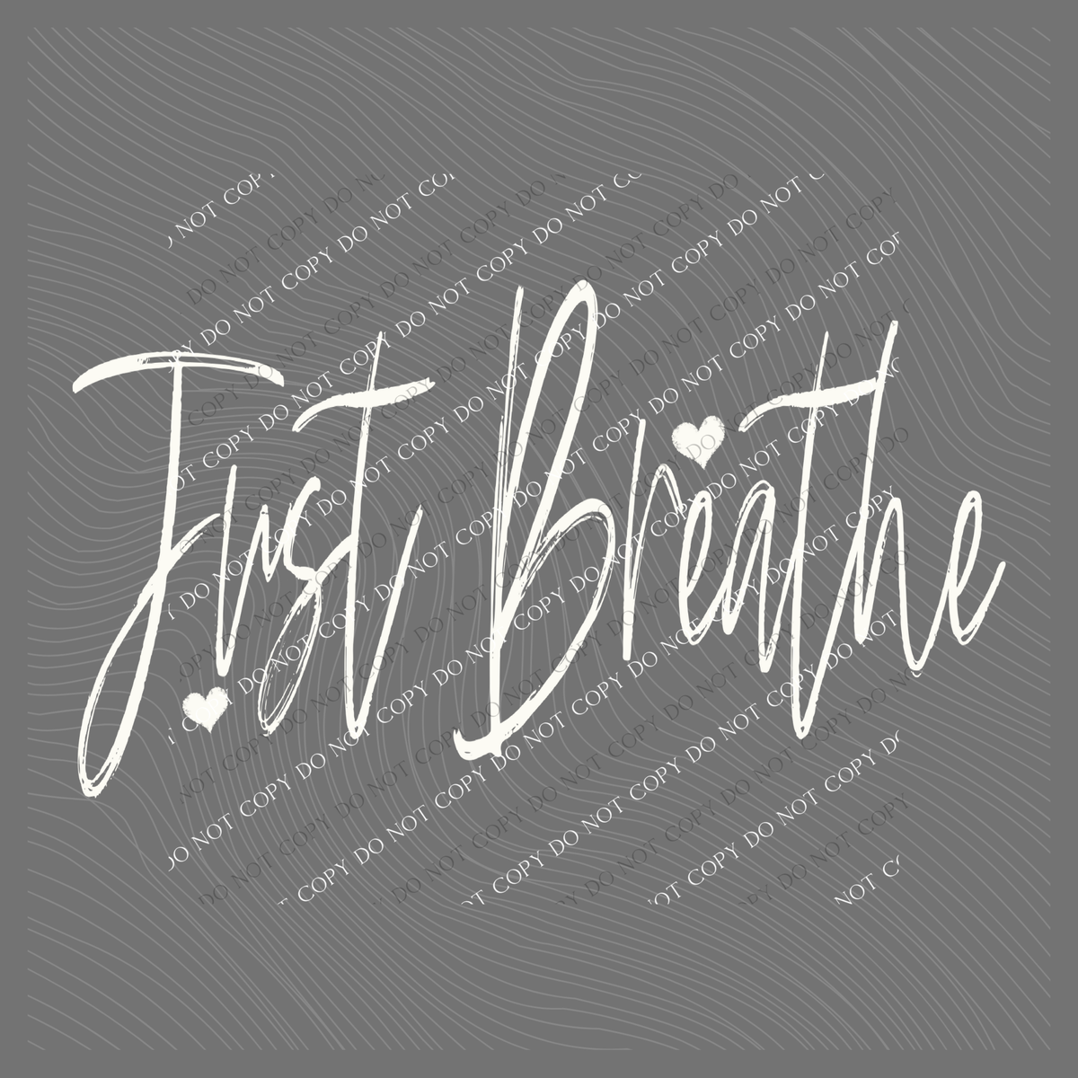 Just Breathe Script Hearts in Off-white Digital Design, PNG
