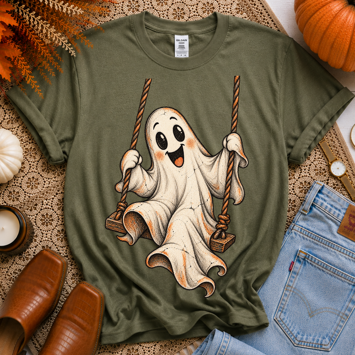 Swinging Ghost Vintage Sketch Digital Design, PNG