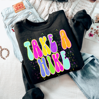 Take a Hike Neon Chalky Splatter Digital Design, PNG