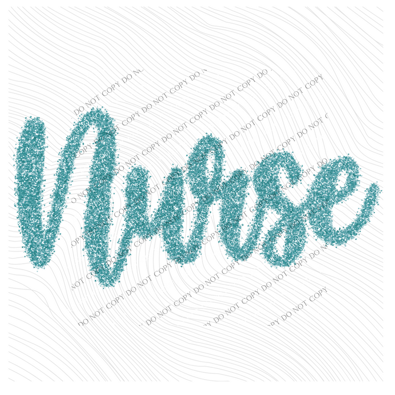 Nurse Tinsel Script Teal Digital Design, PNG