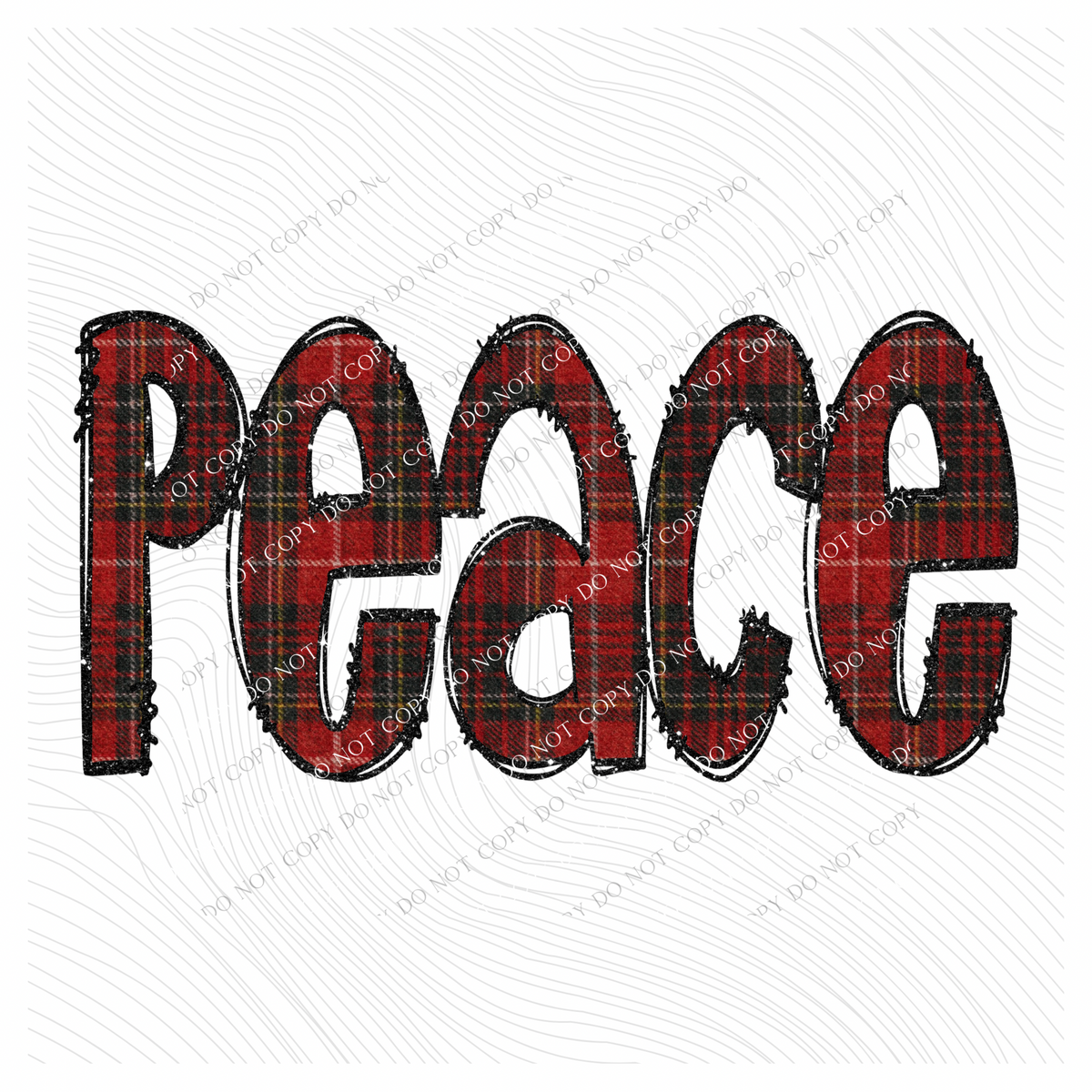 Peace Glitter & Red Plaid Digital Download, PNG