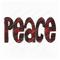 Peace Glitter & Red Plaid Digital Download, PNG