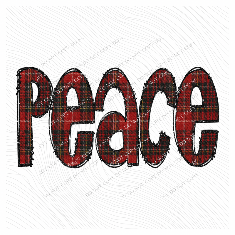 Peace Glitter & Red Plaid Digital Download, PNG