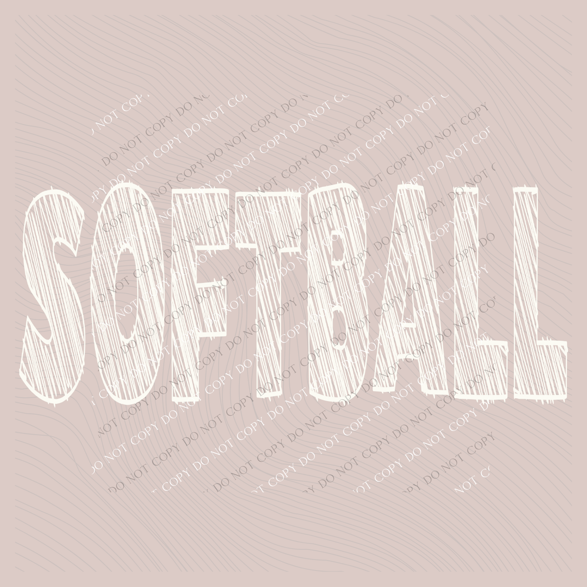 Softball Scribble in Cream White Digital Design, PNG