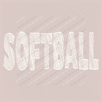 Softball Scribble in Cream White Digital Design, PNG