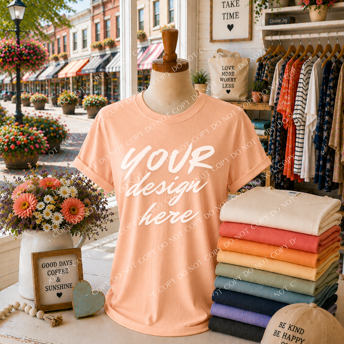 Blank Everyday Boutique Mockup, Comfort Colors 1717 Peachy