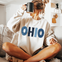Ohio Denim Patch Stitched Digital Design, PNG