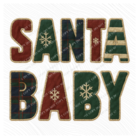 Santa Baby Tartan Plaid Patterns Faux Patch Digital Download, PNG
