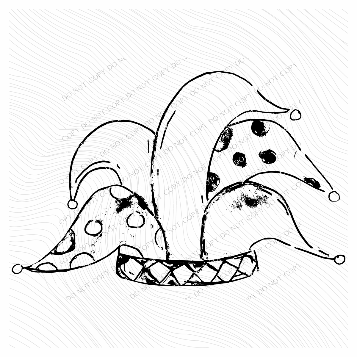 Mardi Gras Jester Hat Black Outline Digital Design, PNG