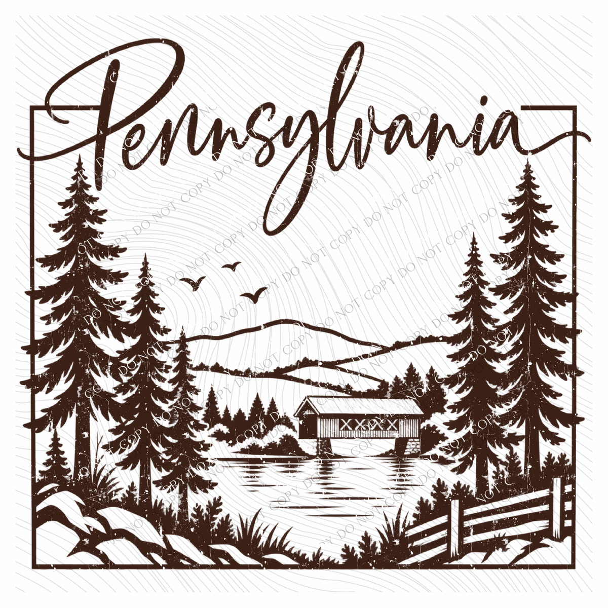 States Nature Scenery Silhouette (includes both brown & cream with purchase) Digital Design, PNG