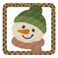Snowman 3D Leopard Square Chenille Patch Style Digital Download, PNG