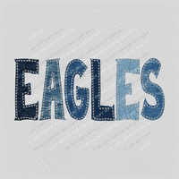 Eagles Denim Patch Stitched Digital Design, PNG